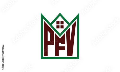 PFV initial letter builders real estate logo design vector. construction, housing, home marker, property, building, apartment, flat, compartment, business, corporate, house rent, rental, commercial photo