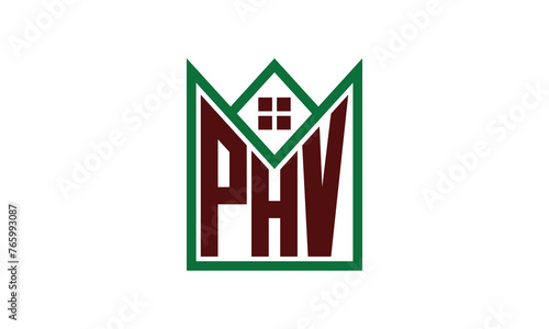 PHV initial letter builders real estate logo design vector. construction, housing, home marker, property, building, apartment, flat, compartment, business, corporate, house rent, rental, commercial