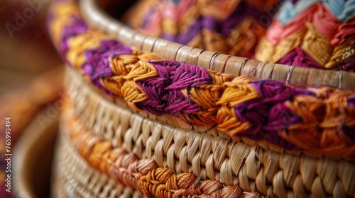 A detailed view of an intricate, hand-woven basket showcasing the precision and artistry of the weaver © Shabi Cheena