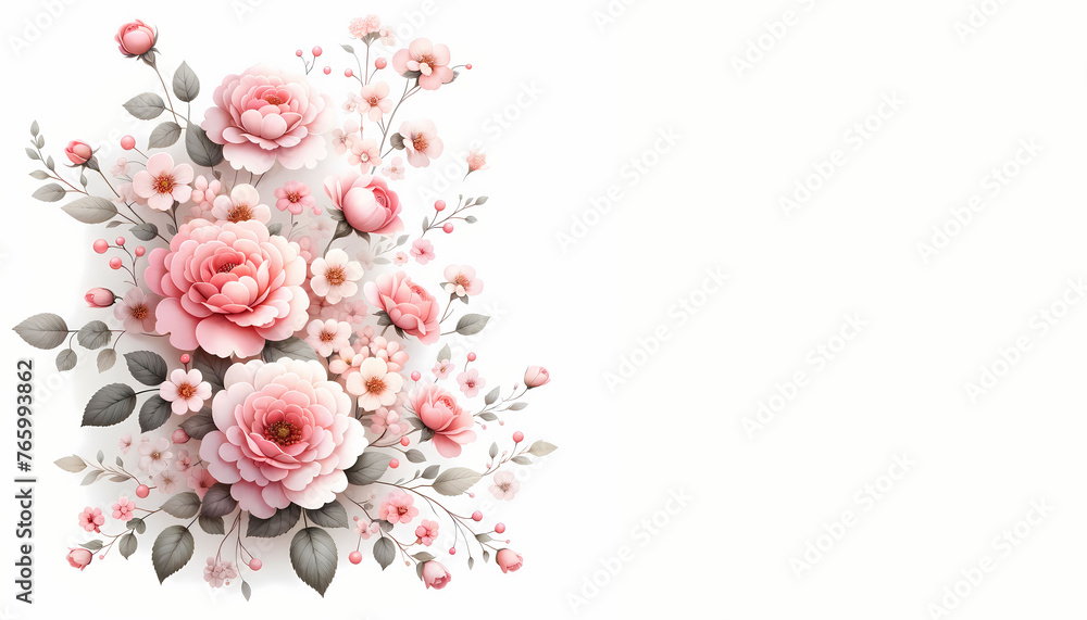 A scattered mix of red and pink rose petals creates a romantic floral background - obrazy, fototapety, plakaty 