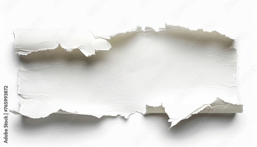 White torn paper piece design isolated on clean white background for versatile use White torn paper piece design isolated on clean white background for versatile use