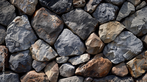 Rough Textured Stone Wall with grey and Black Stones