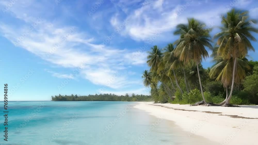 beach with palm trees, seamless looping 4k animation video background beach with palm trees, seamless looping 4k animation video background