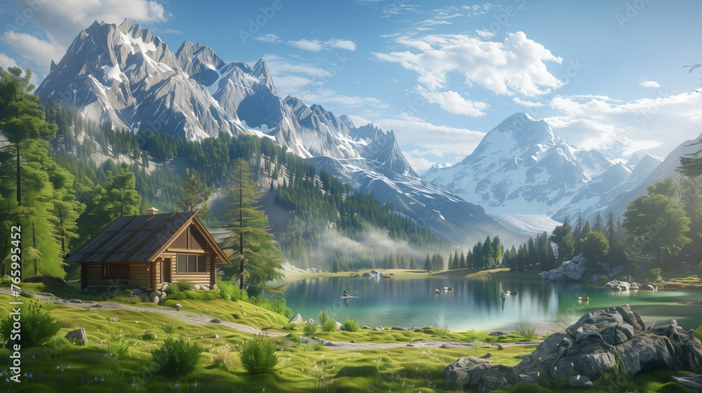 Fototapeta premium Urlaub in den Bergen