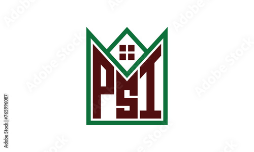 PSI initial letter builders real estate logo design vector. construction, housing, home marker, property, building, apartment, flat, compartment, business, corporate, house rent, rental, commercial