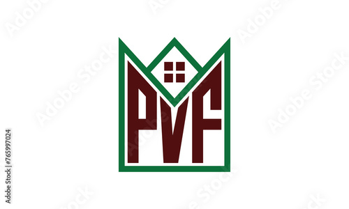 PVF initial letter builders real estate logo design vector. construction, housing, home marker, property, building, apartment, flat, compartment, business, corporate, house rent, rental, commercial photo