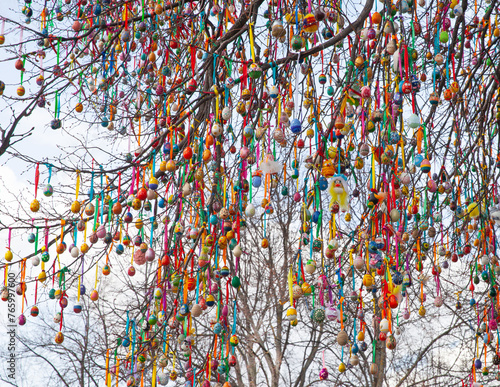 Easter eggs on a tree.