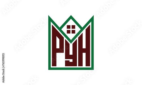 PYH initial letter builders real estate logo design vector. construction, housing, home marker, property, building, apartment, flat, compartment, business, corporate, house rent, rental, commercial photo