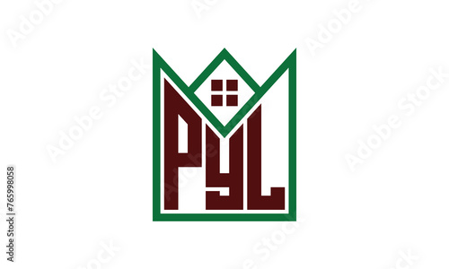 PYL initial letter builders real estate logo design vector. construction, housing, home marker, property, building, apartment, flat, compartment, business, corporate, house rent, rental, commercial