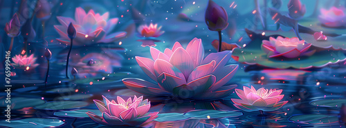 Enchanted Lotus Pond at Twilight 