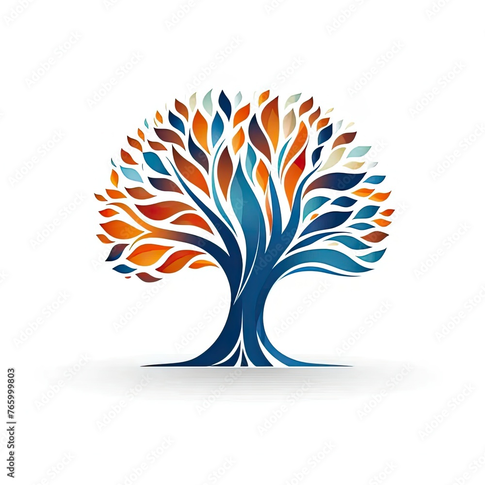 Obraz premium a colorful tree with leaves on a white background