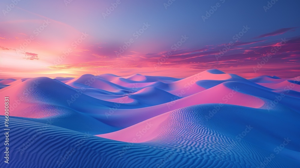 A desert with blue sand under a crimson sky a scene no camera can truly capture - obrazy, fototapety, plakaty 