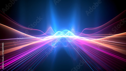 Abstract geometric background, technical lines background and light effects, 3D rendering