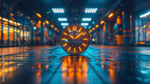 A clock at the train station. Timetable concept 