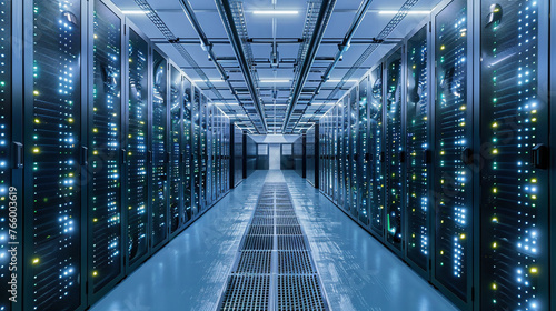 Modern Data Center with Servers and Cooling Systems