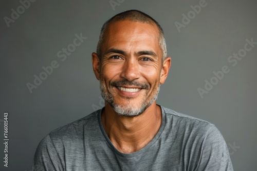 A man with a gray beard and a gray shirt is smiling © top images