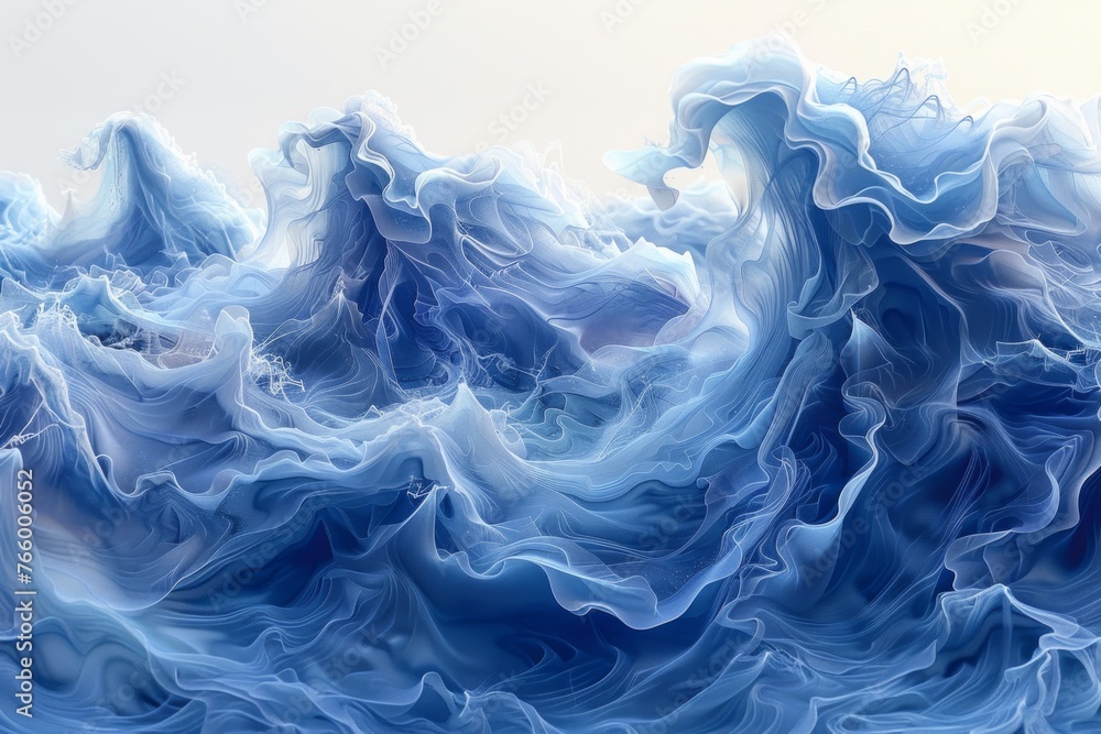 Fototapeta premium Contemporary Ocean Waves: Fluid Forms in Abstract Ink Art