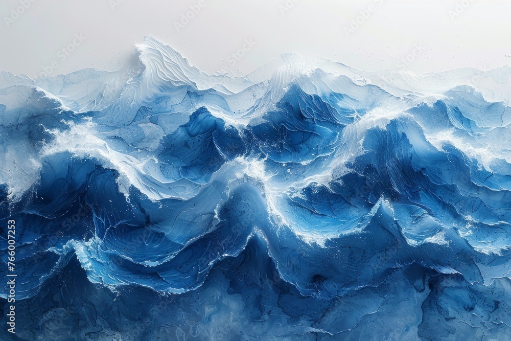 Obraz premium Contemporary Ocean Waves: Fluid Forms in Abstract Ink Art