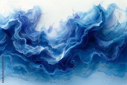 Contemporary Ocean Waves: Fluid Forms in Abstract Ink Art