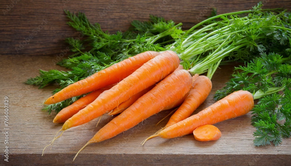 Fresh Harvest: Carrots Presented on Rustic Wooden Background Fresh Harvest: Carrots Presented on Rustic Wooden Background