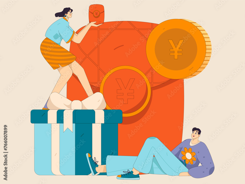 Use red envelopes to attract new customers and promote activity. Flat vector character concept illustration
Use red envelopes to attract new customers and promote activity. Flat vector character concept illustration