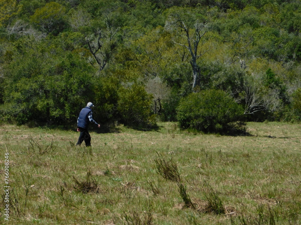 trekking in the field