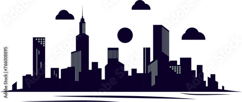 town illustration vector silhouette, flat design