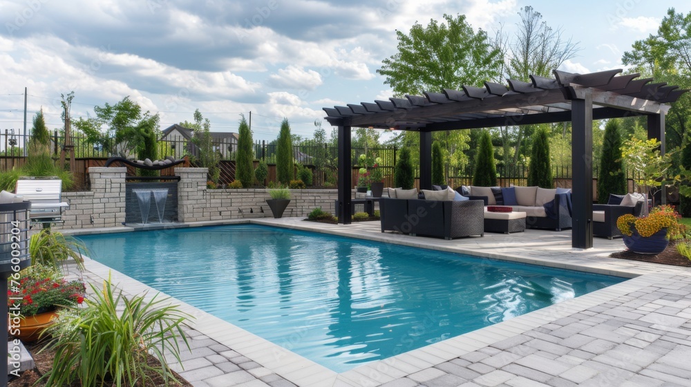 Modern backyard with a pool