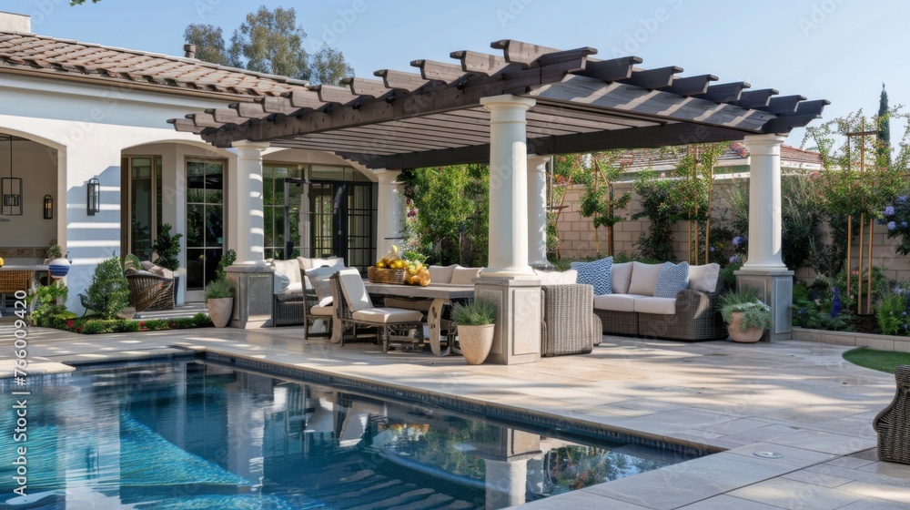 Modern backyard with a pool