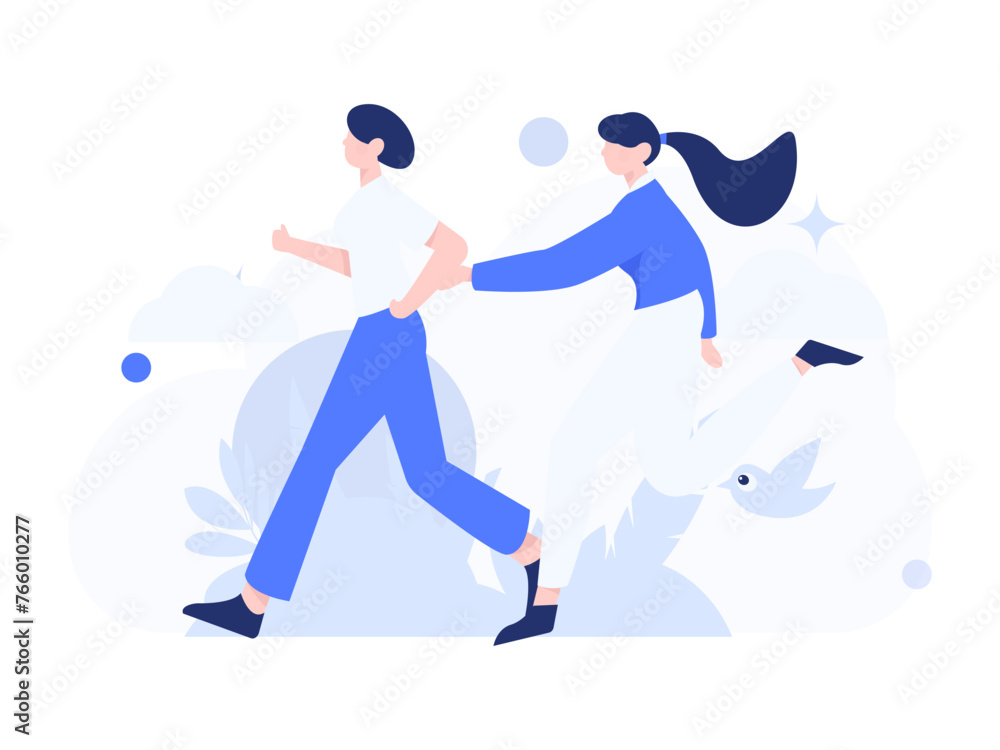 Obraz premium People exercising healthy running vector internet operation illustration