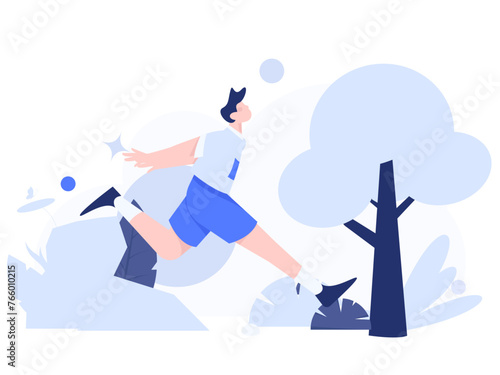 People exercising healthy running vector internet operation illustration
