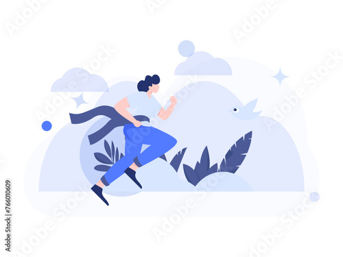 People exercising healthy running vector internet operation illustration
