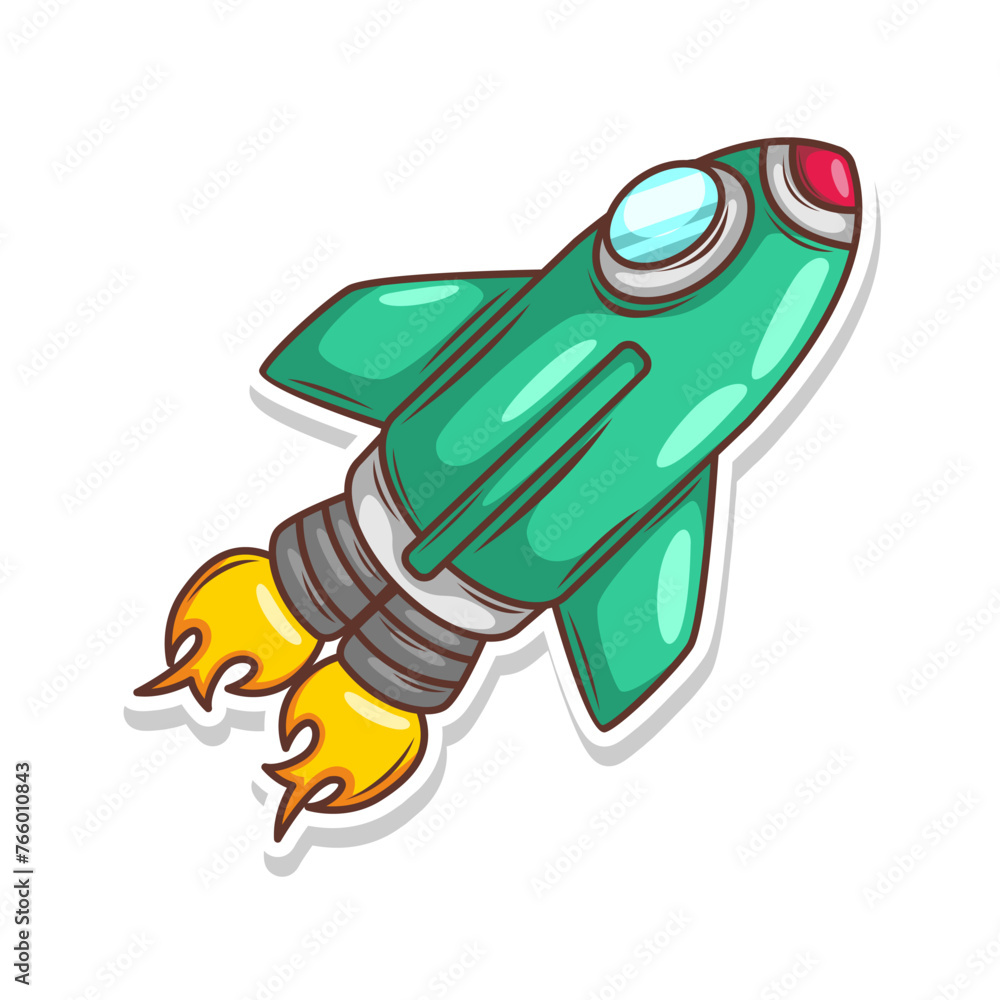 Obraz premium Launching spaceship rocket illustration art
