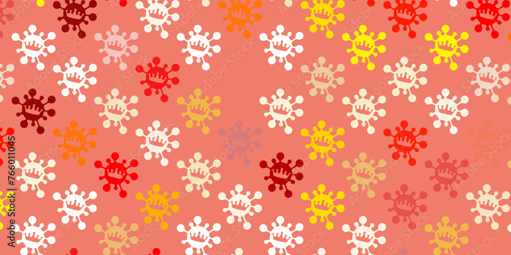 Light pink, yellow vector backdrop with virus symbols. Light pink, yellow vector backdrop with virus symbols.