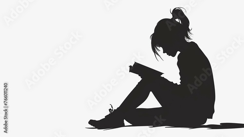 silhouette of a person with reading book 