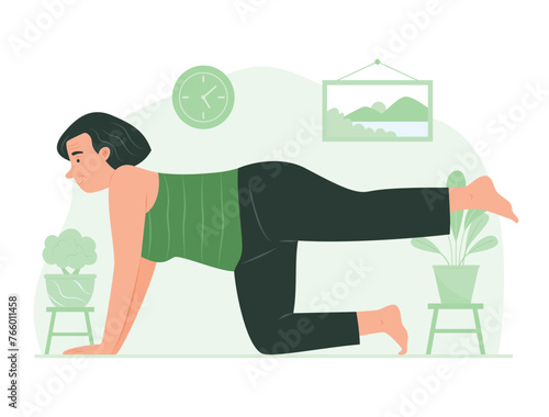Senior Woman Doing Yoga Exercise at Home