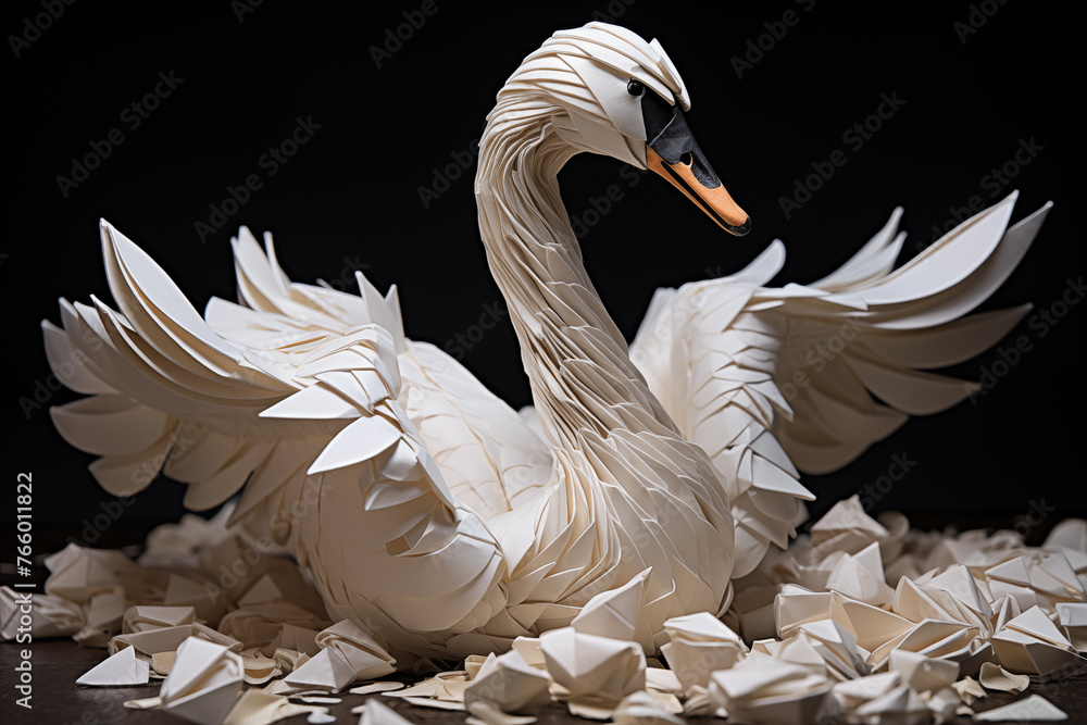 Fototapeta premium Paper White Swan