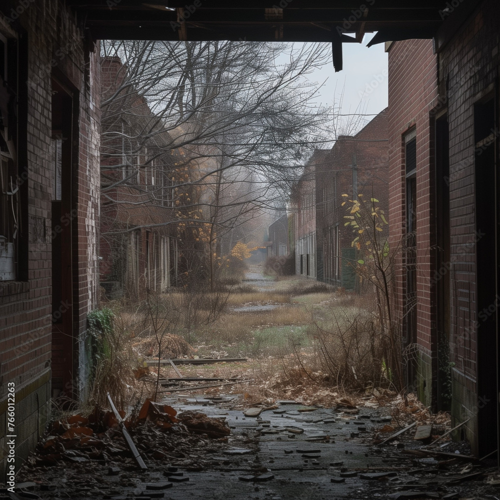 Abandoned Urban Landscape with Derelict Buildings Abandoned Urban Landscape with Derelict Buildings