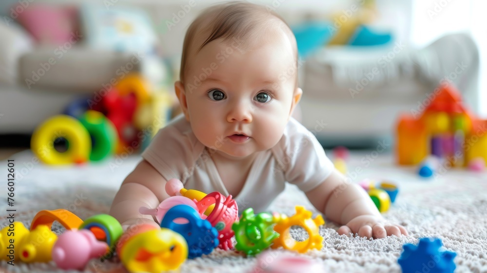 a cute little tiny baby child playing with toys in a play room at home. sitting and laying on carpet under parents attention. wallpaper background a cute little tiny baby child playing with toys in a play room at home. sitting and laying on carpet under parents attention. wallpaper background