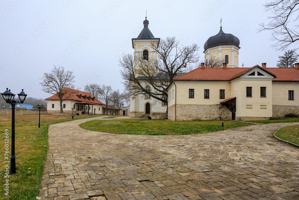 Monastery of Capriana in the Republic of Moldova. Background with selective focus and copy space