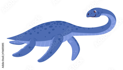 Elasmosaurus marine reptile. Plesiosaurs carnivorous underwater dinosaur, long-necked cretaceous period dinosaur, ancient herbivorous elasmosaurus dino flat vector illustration. Elasmosaurus reptile photo