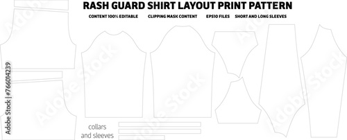 rash guard short and long sleeve uniform layout print pattern