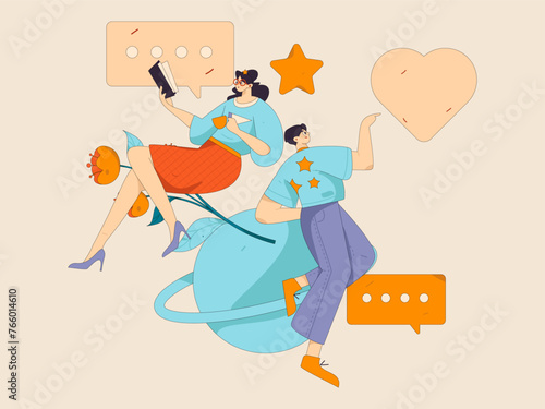 Happy Valentine's Day flat character vector concept business hand drawn illustration
