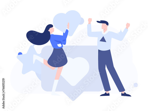 Happy Valentine s Day flat character vector concept business hand drawn illustration 