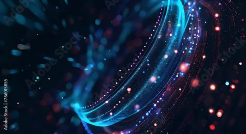 the technology concept, of a  Digital colored circle neural with connect digital data flow, colored data, generative ai