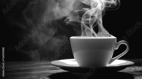 cup of hot coffee with smoke 