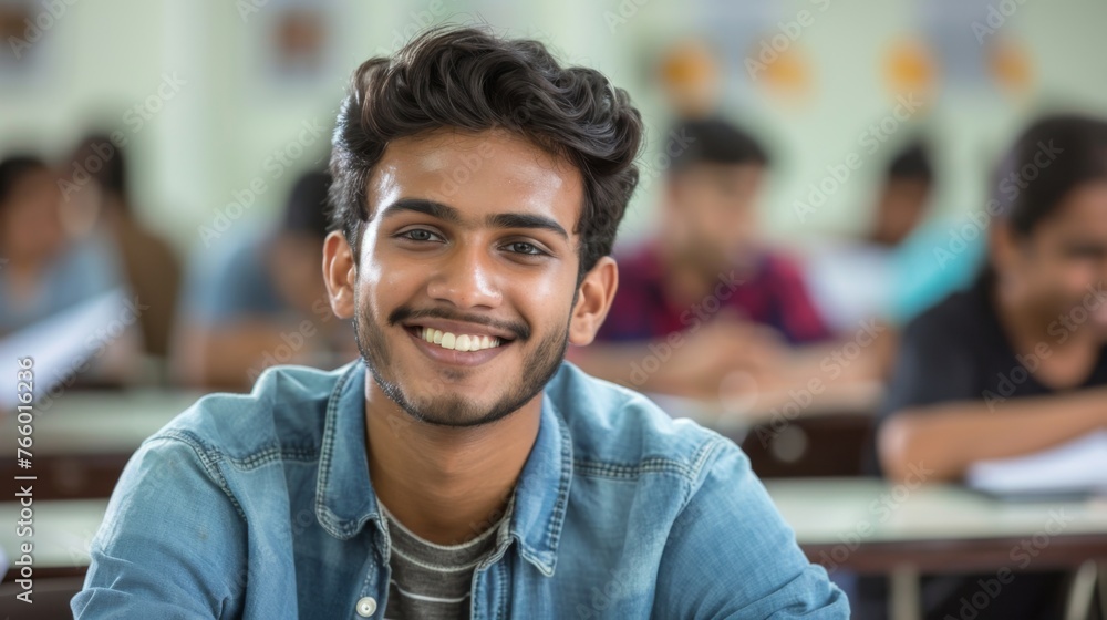 Portrait of a student in a classroom Portrait of a student in a classroom