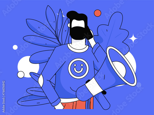 Virtual characters social communication concept business flat vector hand drawn illustration
