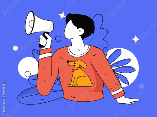 Virtual characters social communication concept business flat vector hand drawn illustration
