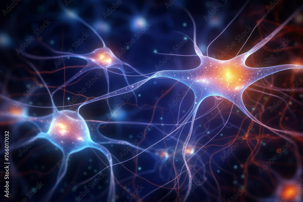The brain's neurons and their roots display a style of dynamic movement and energy. The brain's neurons and their roots display a style of dynamic movement and energy.